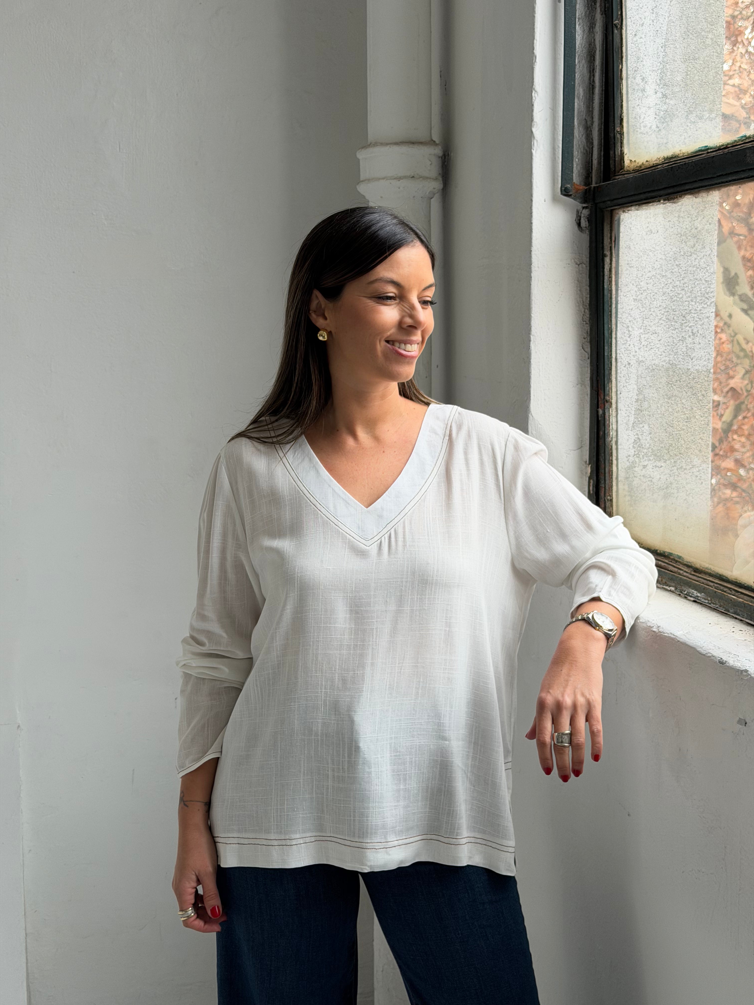 Blusa Roses Blanco