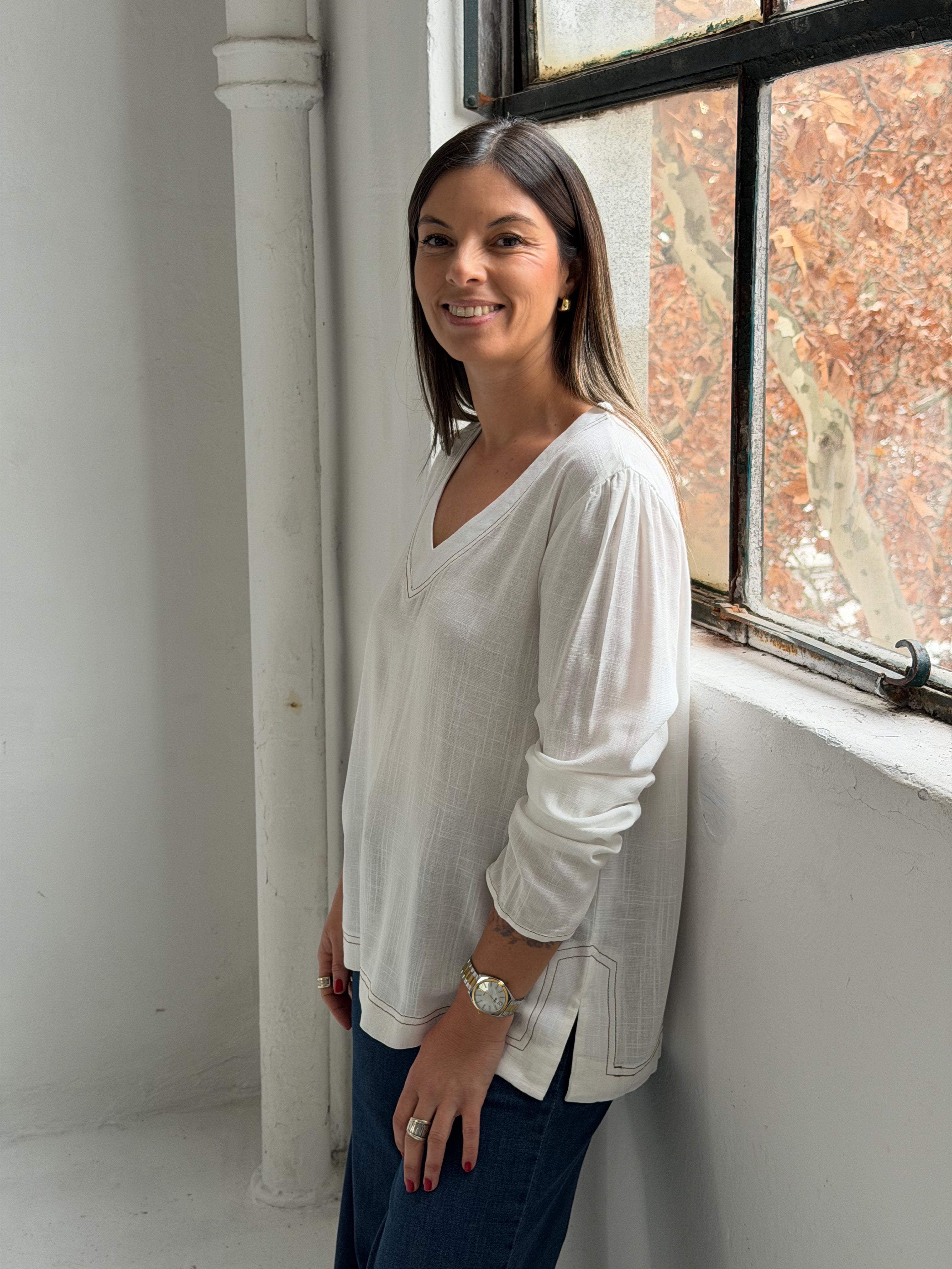 Blusa Roses Blanco