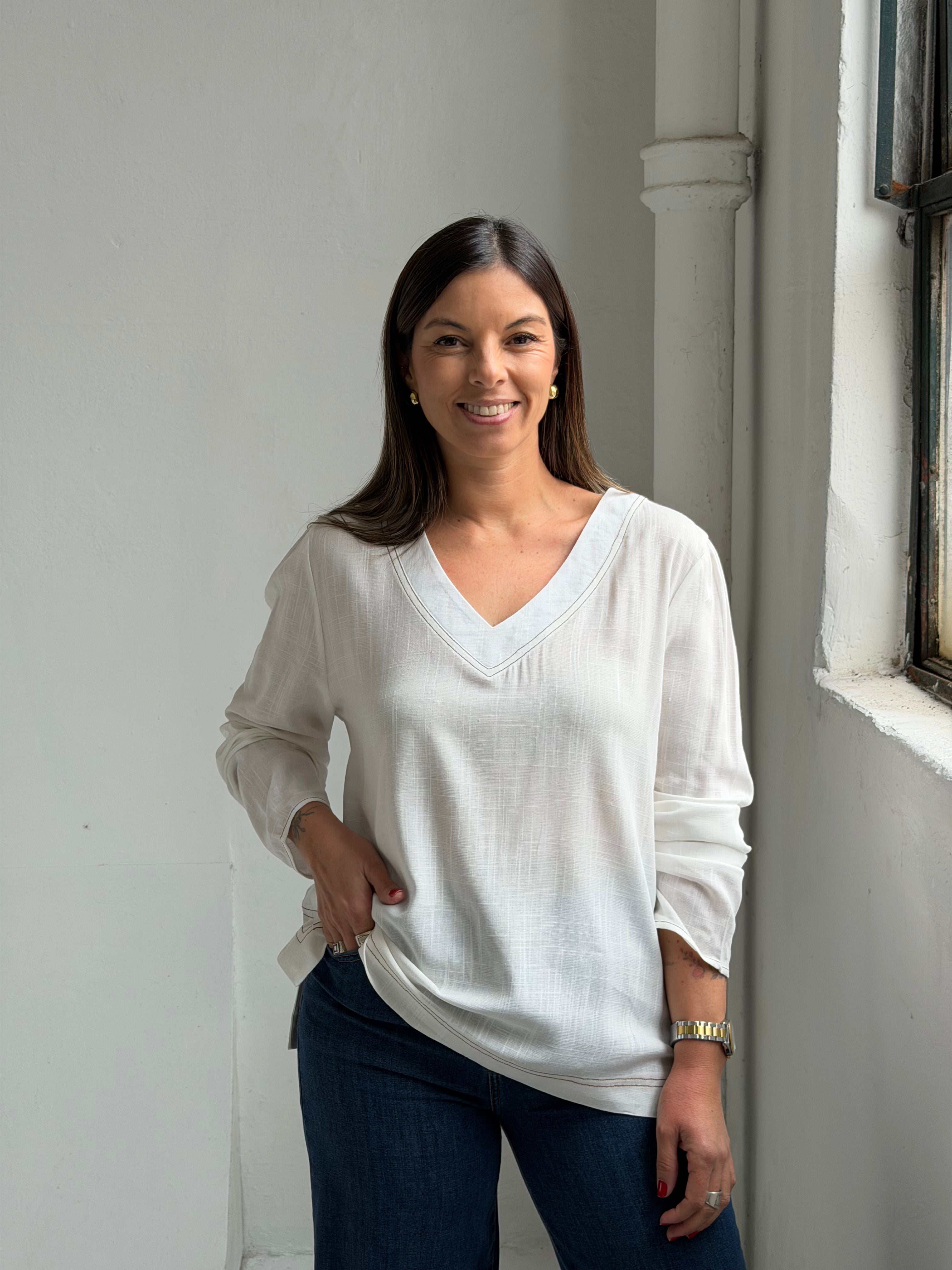 Blusa Roses Blanco