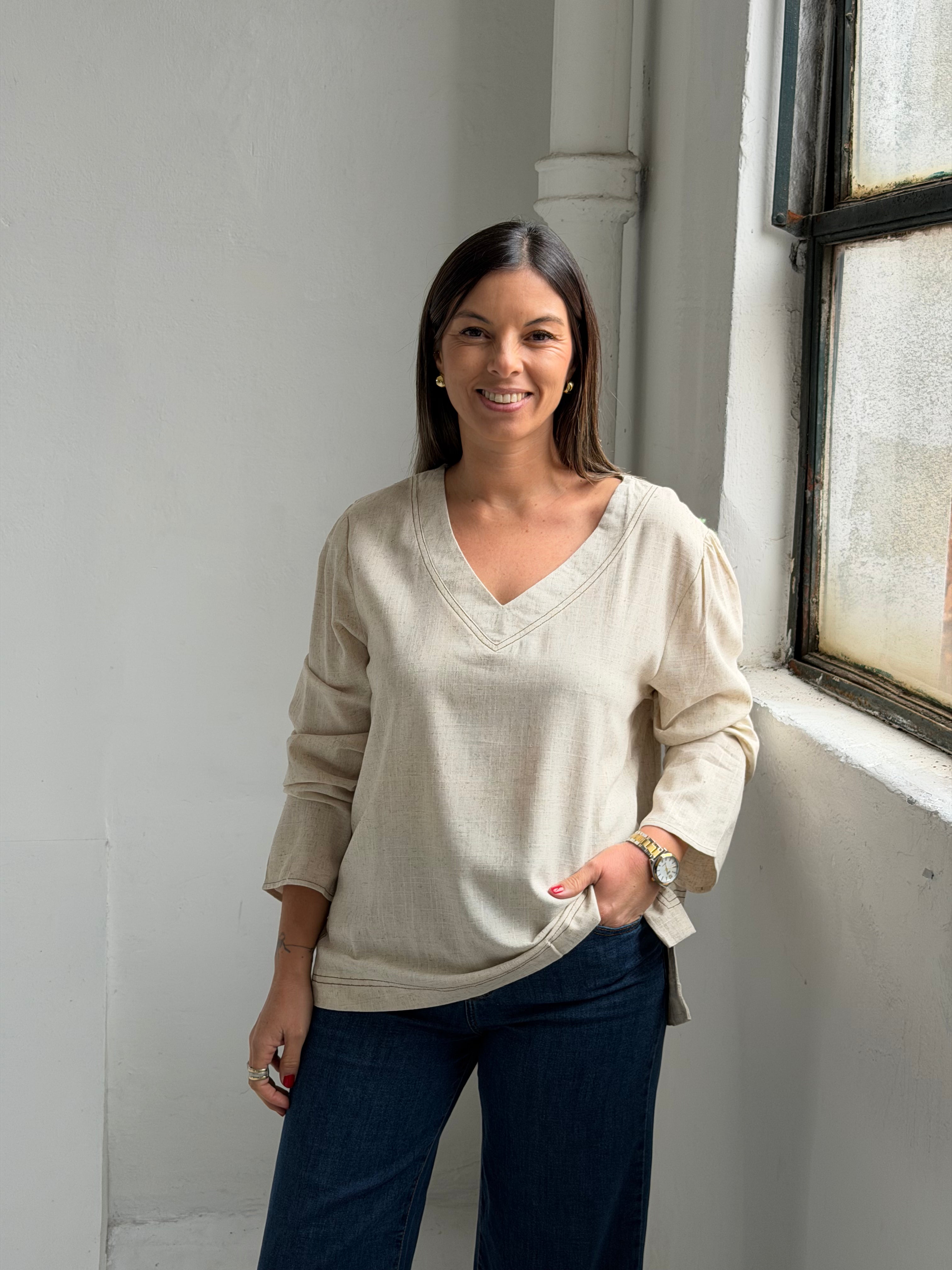 Blusa Roses Beige