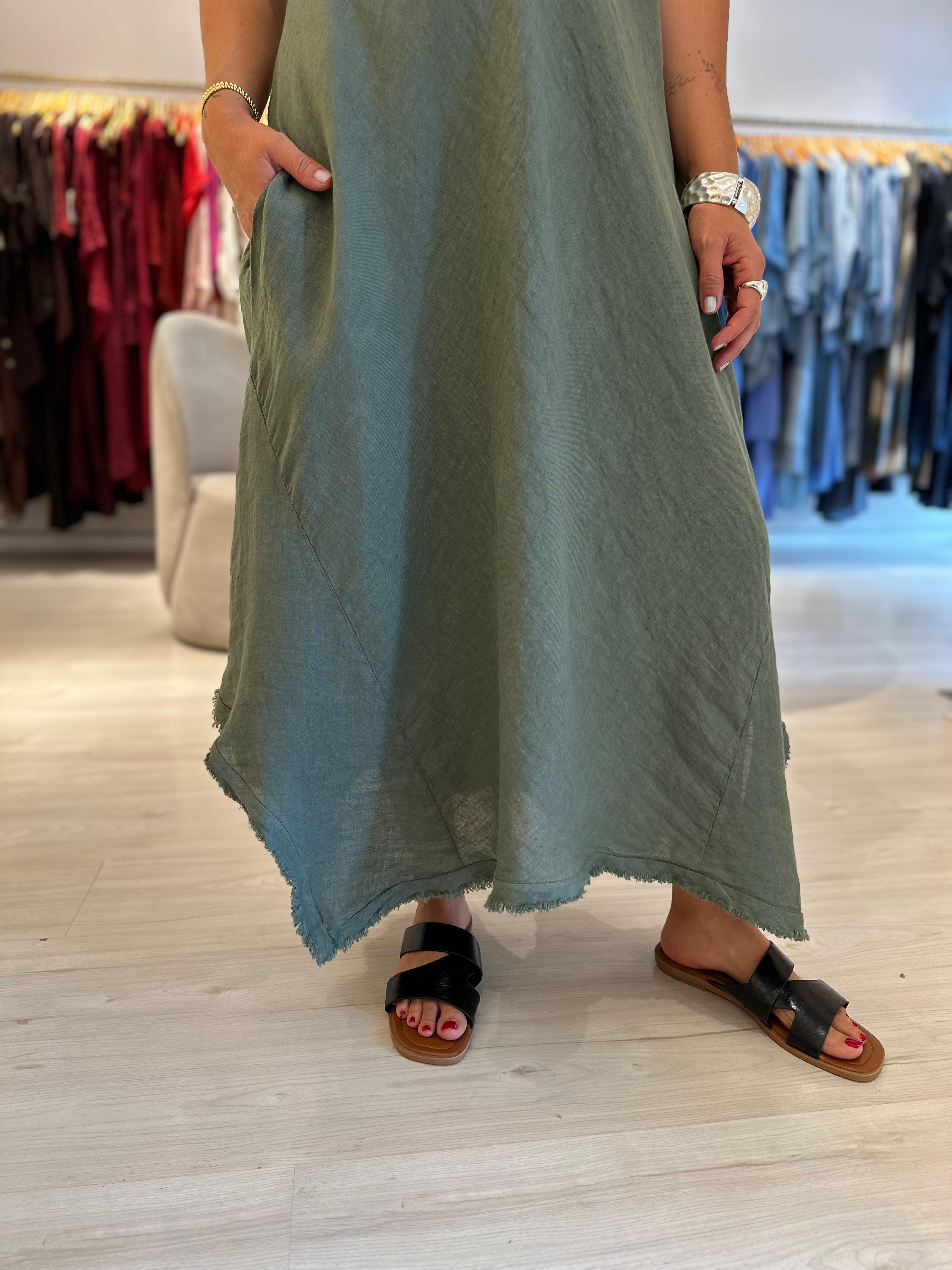 Vestido Magic Manga Corta Verde Militar