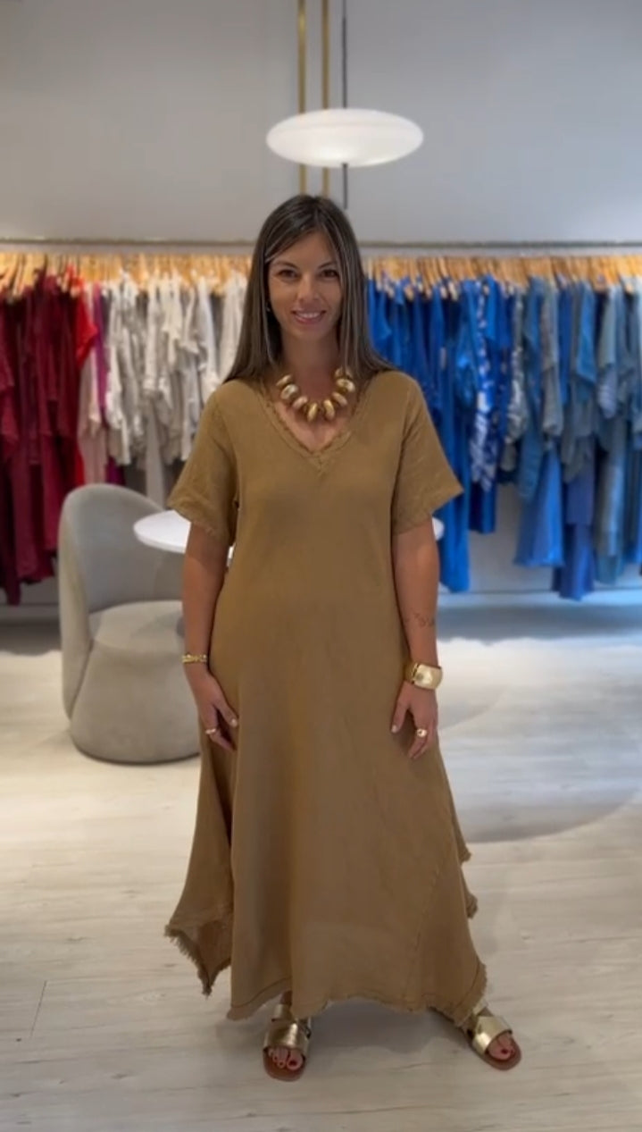 Vestido Magic Manga Corta Camel