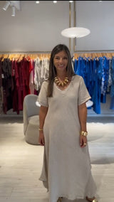 Vestido Magic Manga Corta Beige