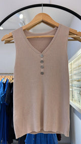 Musculosa Hilo Botones Beige